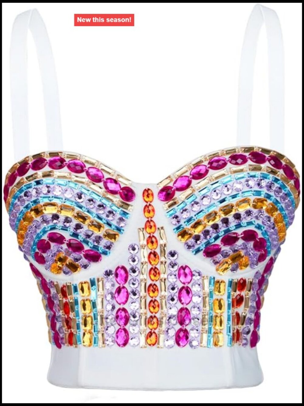 Sexy Rhinestone Bustier Crop Top Corset for Women, Push Up, Sequined, Hook &